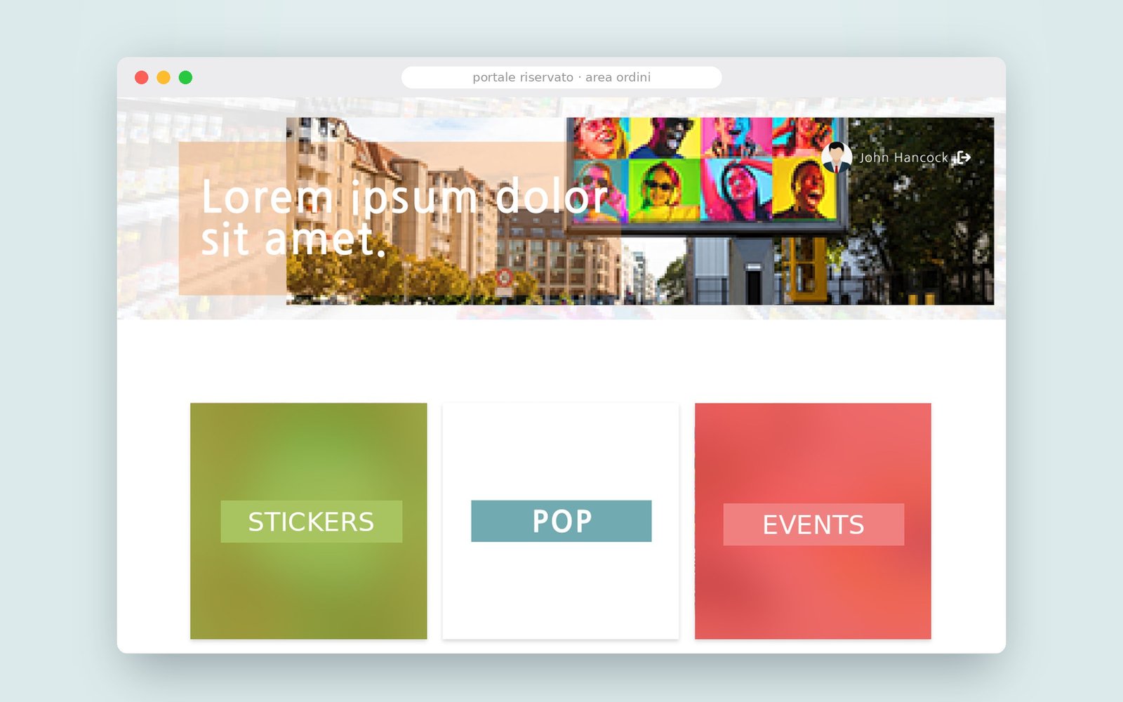 Categorie del portale: stickers, POP, eventi