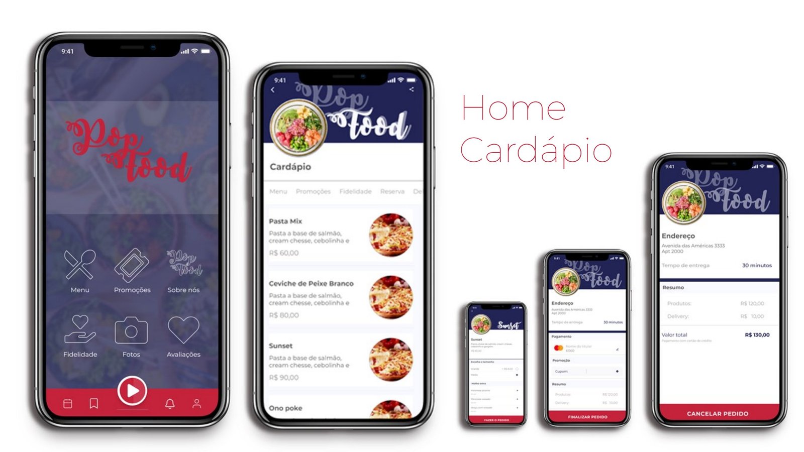 Home e menù dell’app Pop Food