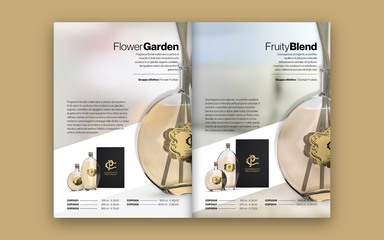 Sezione fragranze: Flower Garden e Fruity Blend